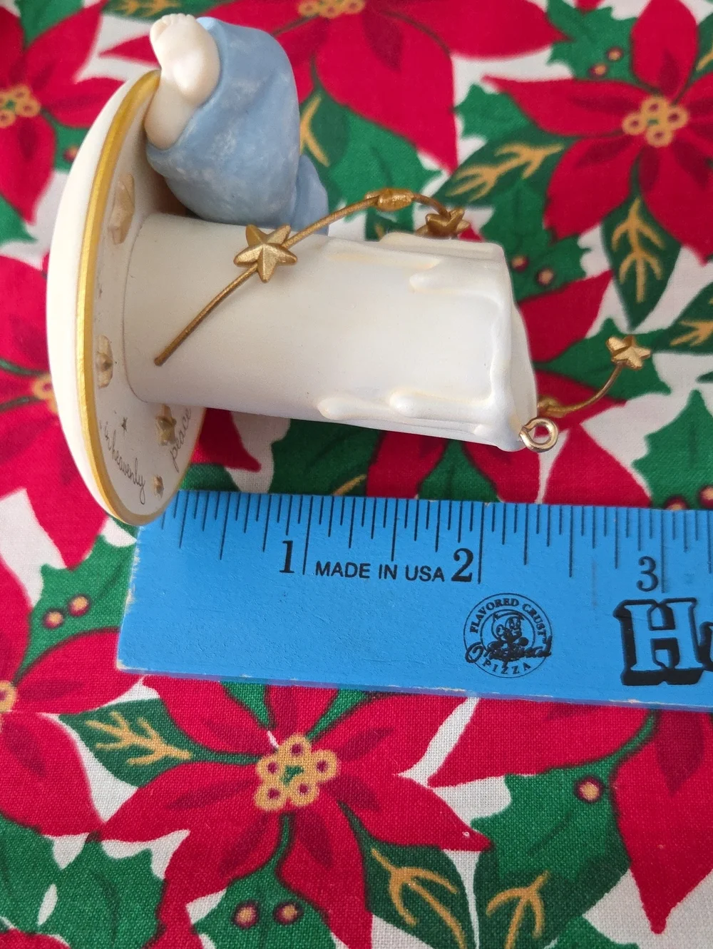 *2009* Hallmark CANDLE OF PEACE Sleeping Baby Ornament in Light Blue and Gold